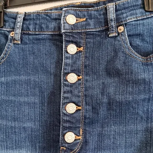 Banana Republic Button Fly Denim Skirt Pockets Women's 29/8 Petite - Picture 2 of 5